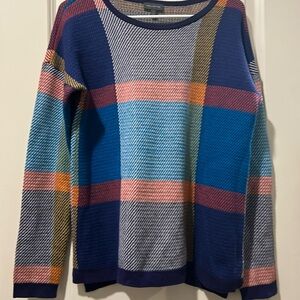 The Limited womens plaid pullover preppy sweater side slits long sleeves size M